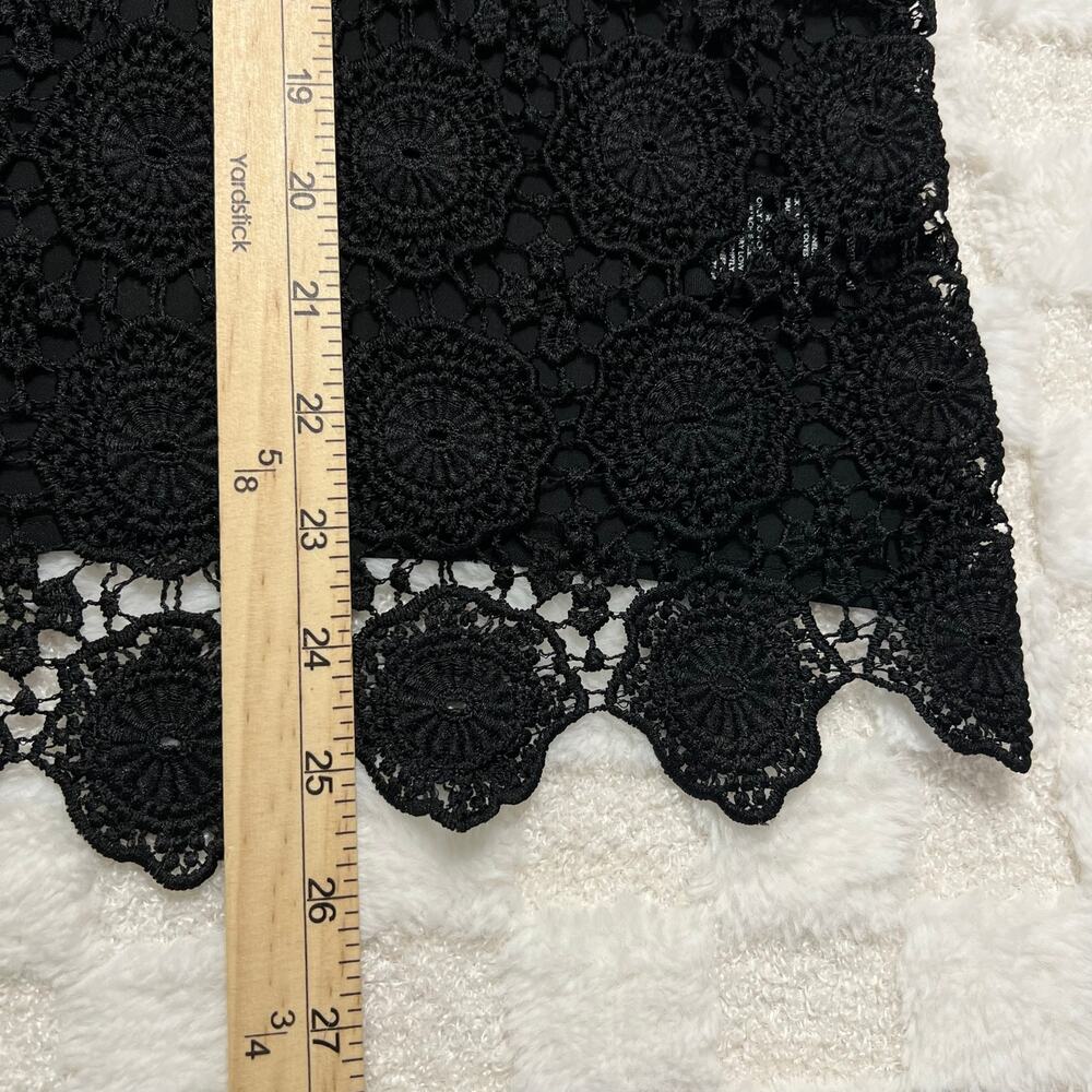 Who What Wear XXL Black Crochet Lace Blouse Scalloped Hem - Picture 8 of 8